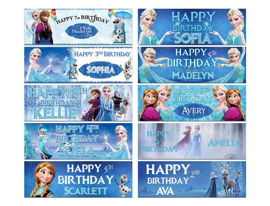Personalised Birthday Banners Princess Design Children Kid Party Decoration 62