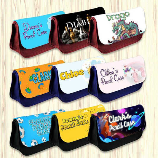 Personalised Pencil Case Generic Girls Boys Stationary Kids School Bag 24