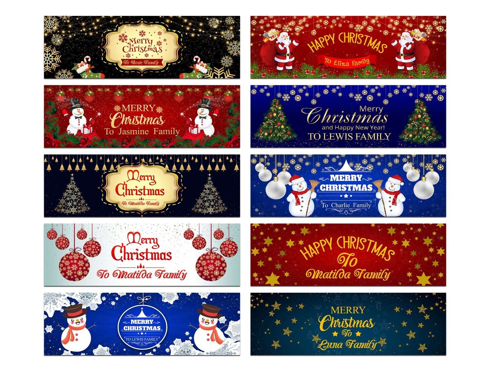 Personalised Banner Christmas Design Party Decoration 14