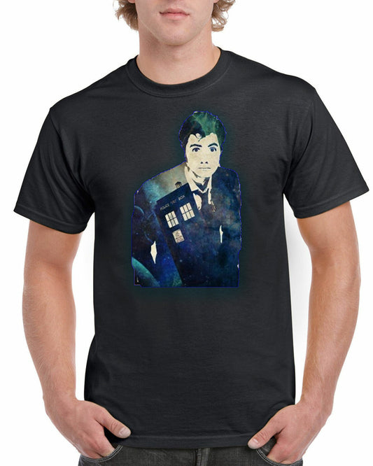 New Unisex Doctor Who David Tennant Tardis Short Sleeve Novelty T-Shirt Black