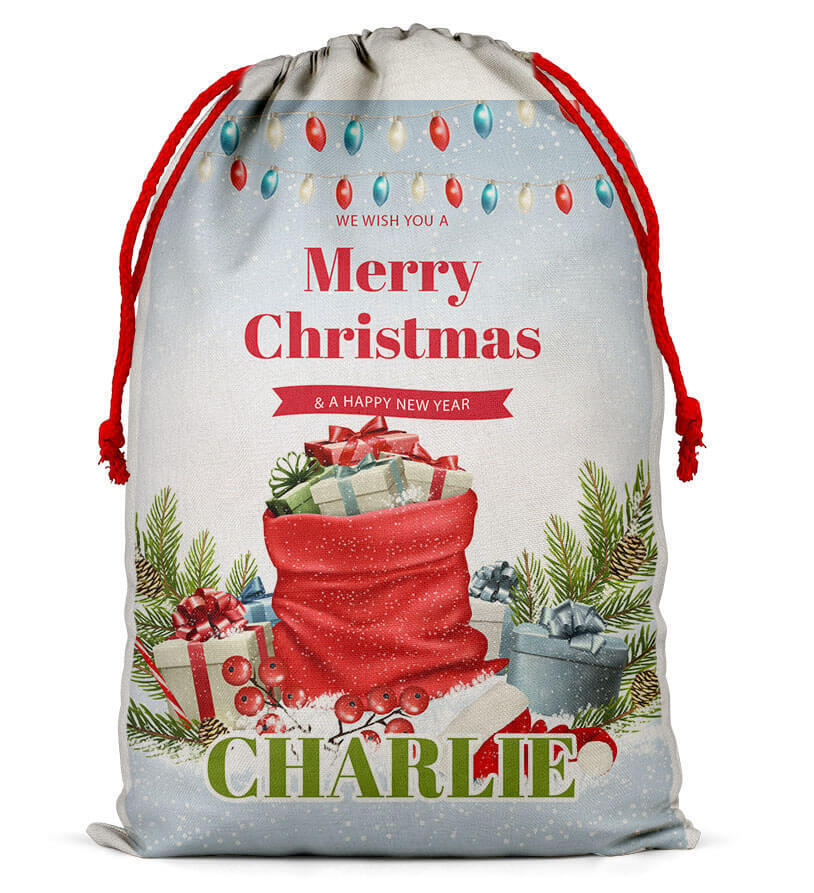 Personalised Christmas Sack Santa Bag Xmas Boy Girl Gift Stocking Bag 6