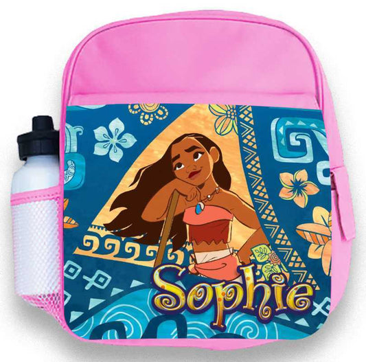 Personalised Kids Backpack Any Name Moana Girl Children School Bag 2