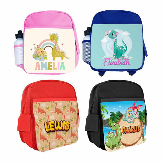 Personalised Kids Backpack Any Name Dinosaur Design Boys Girls kid School Bag 14