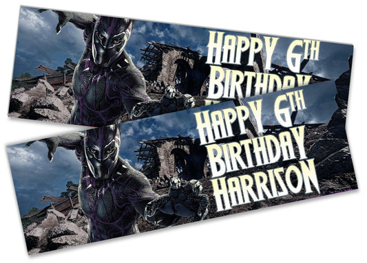 x2 Personalised Birthday Banner Black Panther Children Kid Party Decoration Gift
