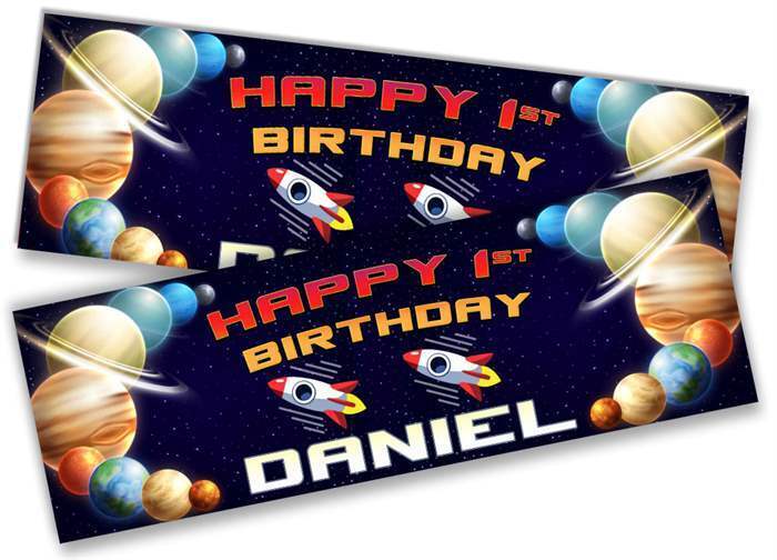 Personalised Birthday Banners Space Design Children Kids Party Decoration 2