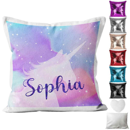 Personalised Cushion Unicorn Sequin Cushion Pillow Printed Birthday Gift 16