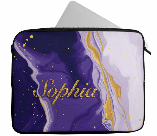 Personalised Any Name Marble Design Laptop Case Sleeve Tablet Bag 72