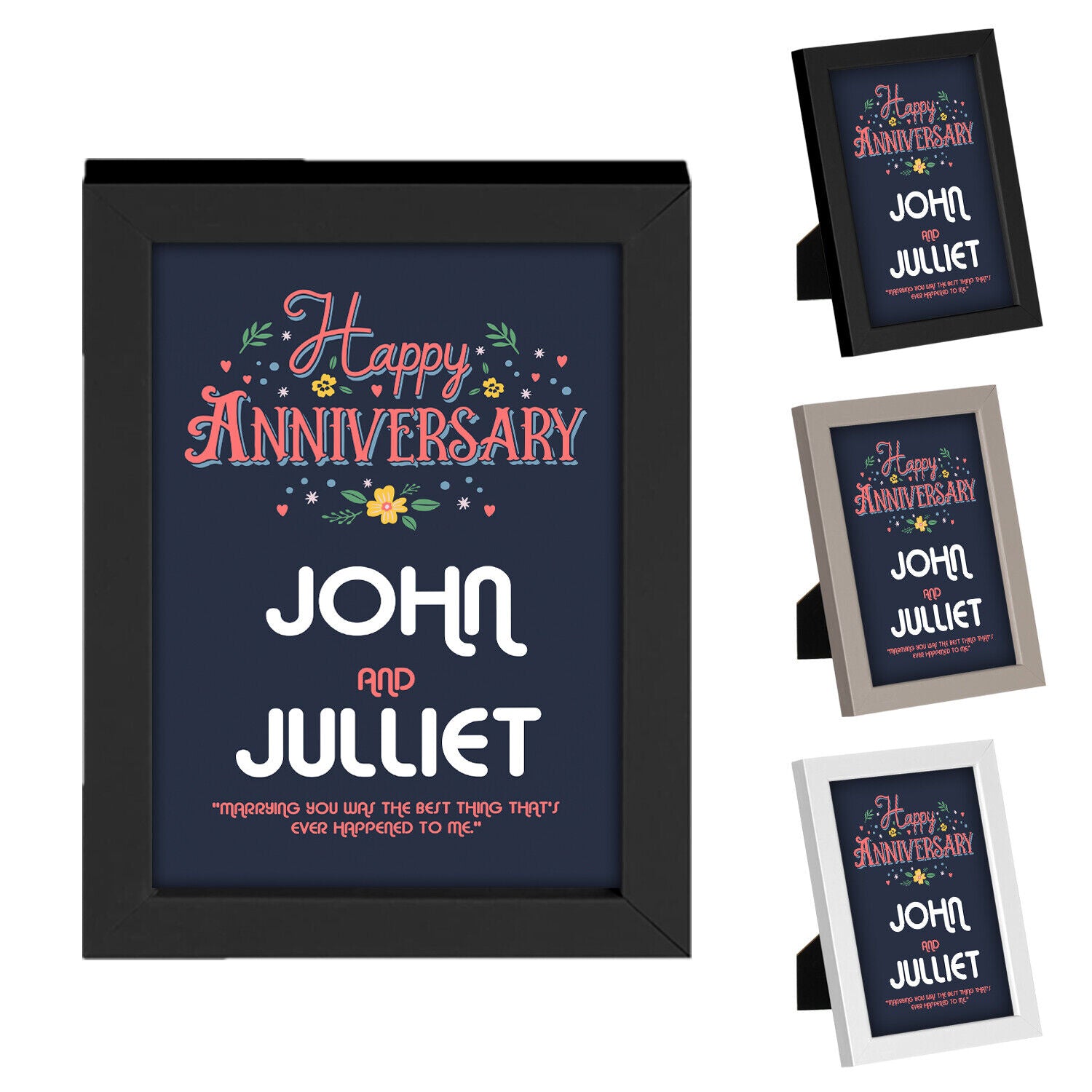 Personalised Anniversary Wooden Frames Any Image Name Wedding Gift Mr and Mrs 6