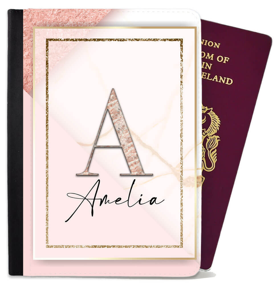 Personalised Marble Children Passport Cover Holder Any Name Holiday 15
