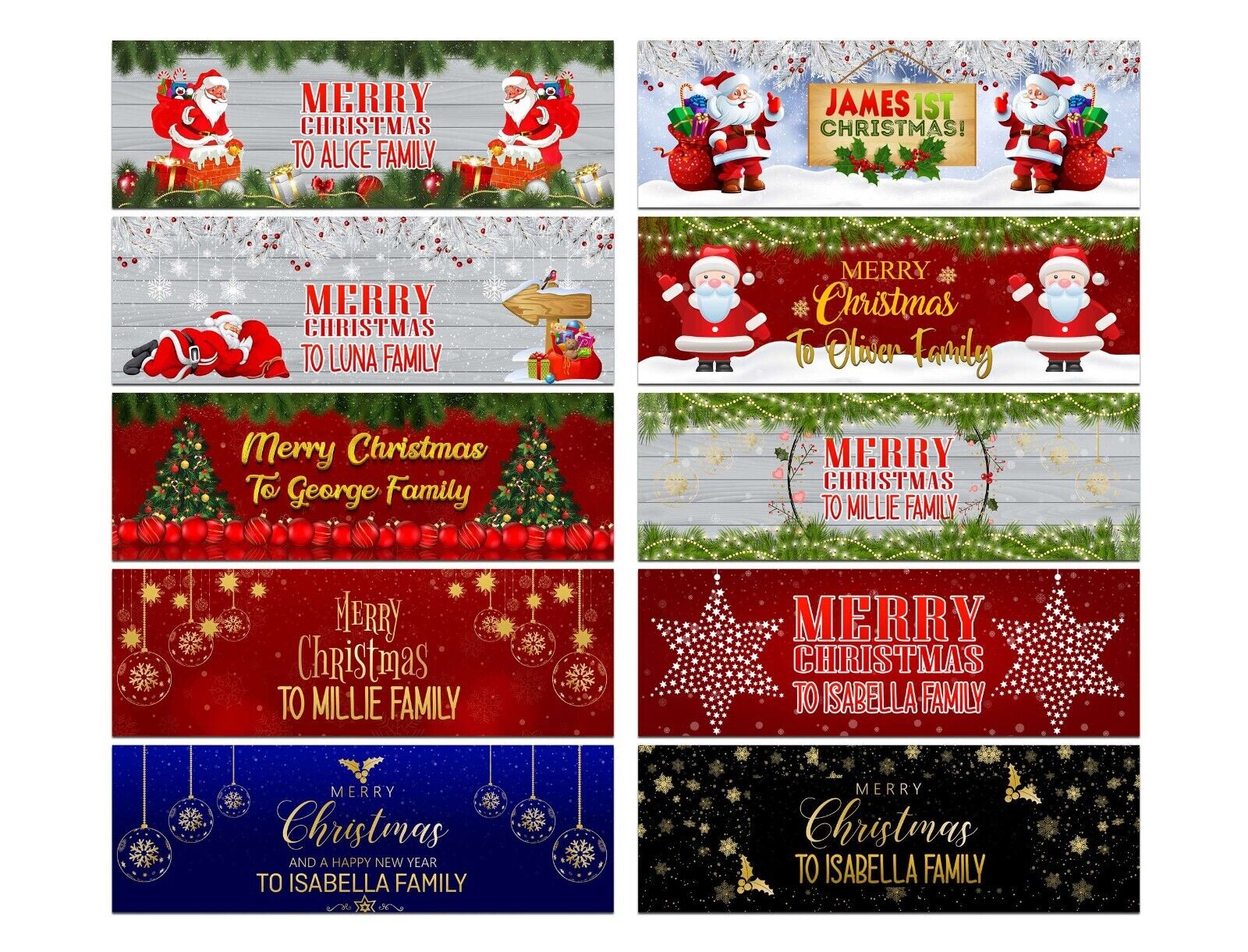 Personalised Banner Christmas Design Party Decoration 17