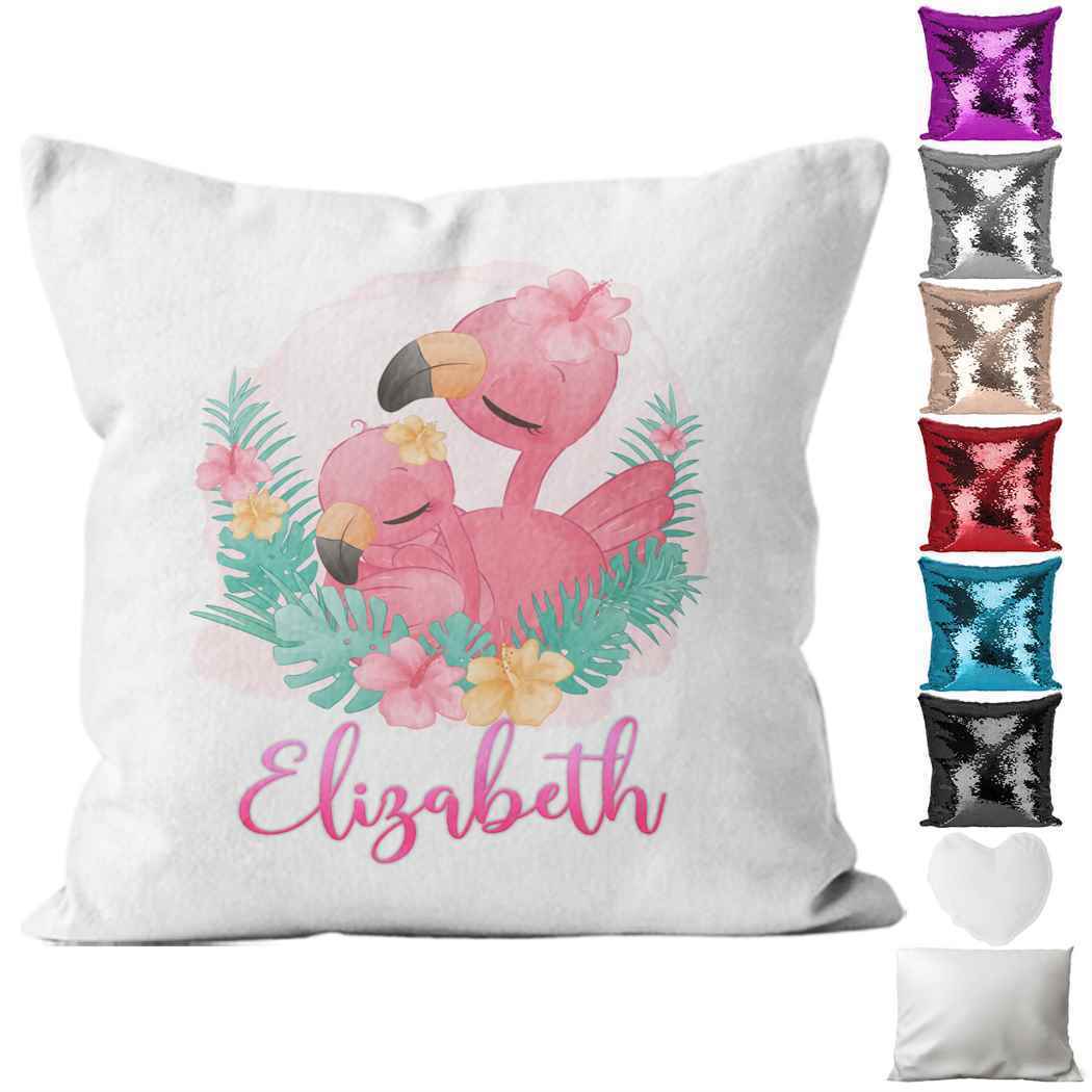 Personalised Cushion Flamingo Sequin Cushion Pillow Printed Birthday Gift 12