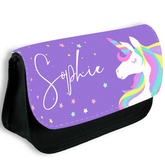 Personalised Any Name Unicorn Pencil Case Make Up Bag School Kids Stationary 9