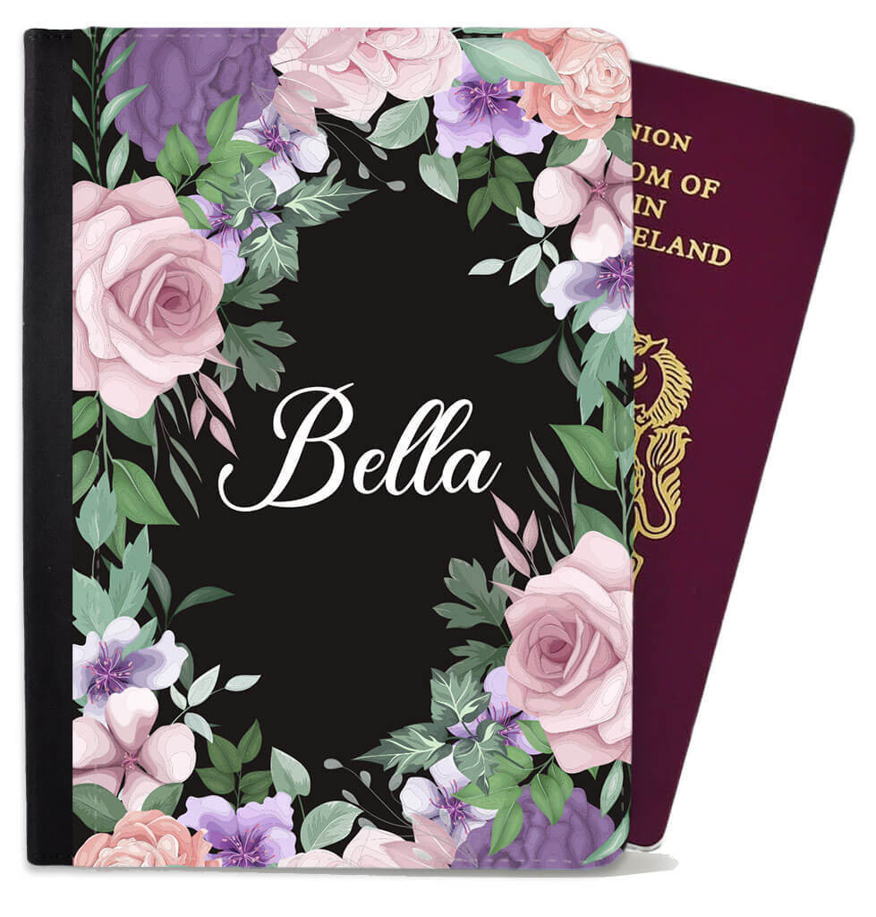 Personalised Floral Children Passport Cover Holder Any Name Holiday Accessory 24