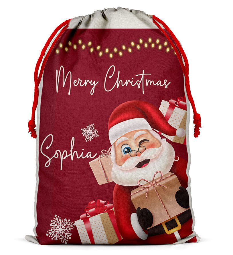 Personalised Christmas Sack Santa Bag Xmas Boy Girl Gift Stocking Bag 12