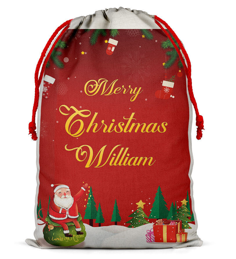Personalised Christmas Sack Santa Bag Xmas Boy Girl Gift Stocking Bag 11