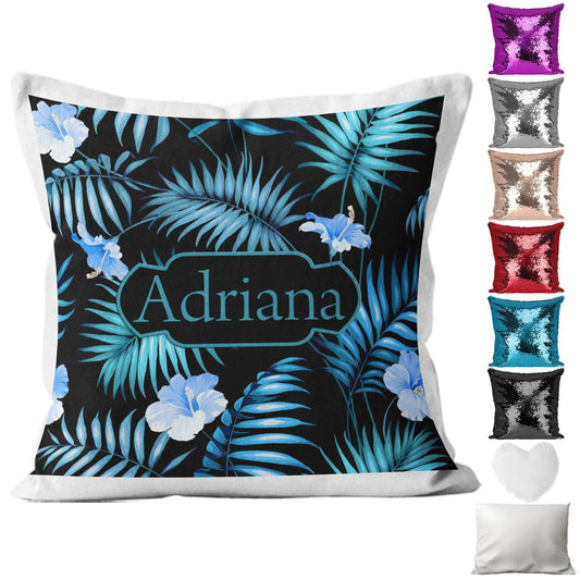 Personalised Cushion Floral Sequin Cushion Pillow Printed Birthday Gift 1