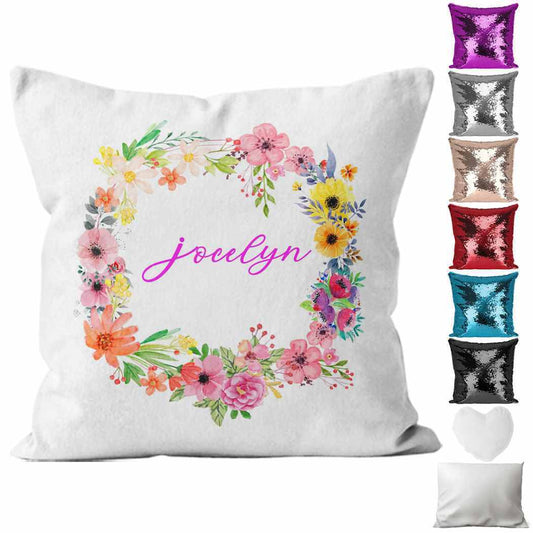 Personalised Cushion Floral Sequin Cushion Pillow Printed Birthday Gift 38
