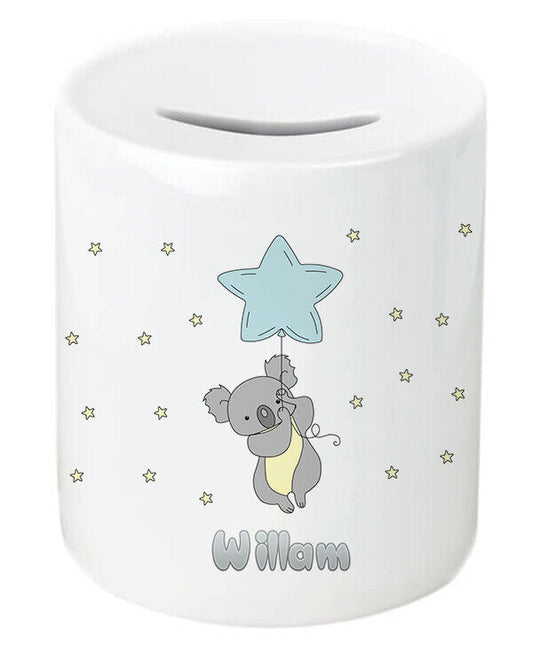 Personalised Any Name Koala Design Savings Children Funny Money Box Printed Gift