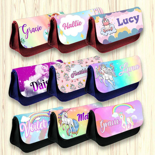 Personalised Pencil Case Unicorn Girls Boys Stationary Kids School Bag 7