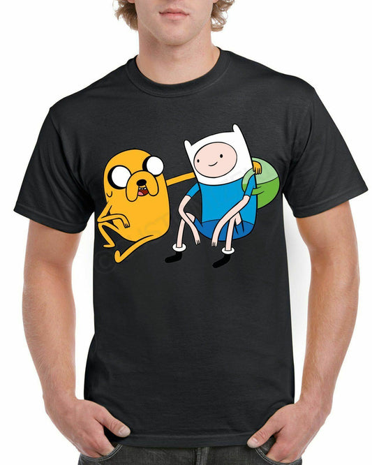 ADVENTURE TIME FINN AND JAKE Short Sleeve Novelty Tshirt Black