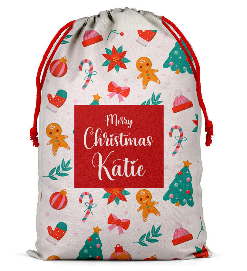 Personalised Christmas Sack Santa Bag Xmas Boy Girl Gift Stocking Bag 13