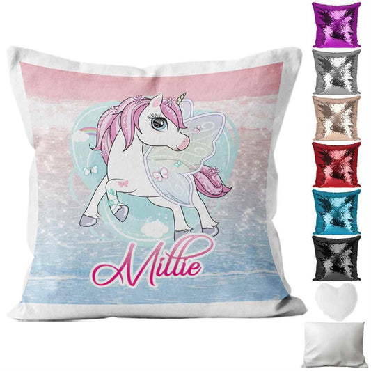 Personalised Cushion Unicorn Sequin Cushion Pillow Printed Birthday Gift 18