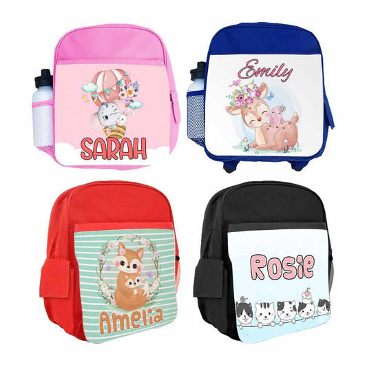 Personalised Kids Backpack Any Name Animal Design Boys Girls kid School Bag 18