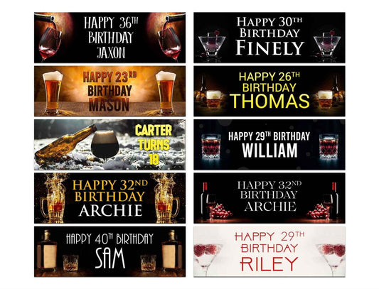 Personalised Birthday Banners Party Design Kids adult Party Decoration 174