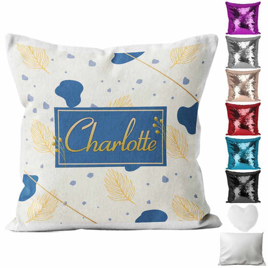 Personalised Cushion Floral Sequin Cushion Pillow Printed Birthday Gift 50