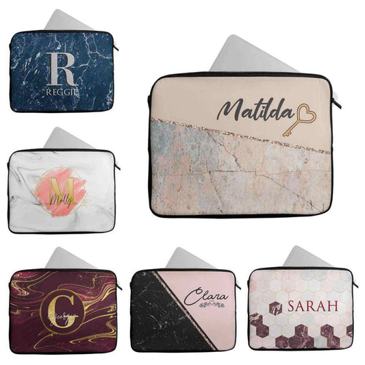 Personalised Any Name Marble Design Laptop Case Sleeve Tablet Bag 70