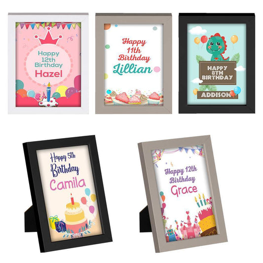 Personalised Birthday Wooden Frames Any Name Children Party Decoration Gift 4