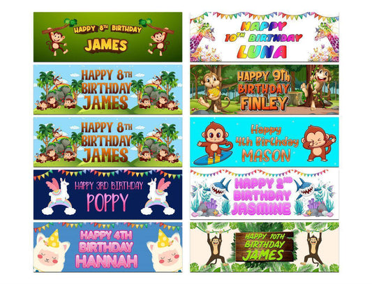 Personalised Birthday Banners Generic Design Children Kids Party Decoration 120