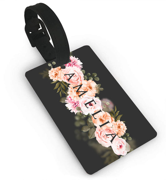 Personalised Floral Design Luggage Tag Any Name Printed Tag Kids Childrens 21