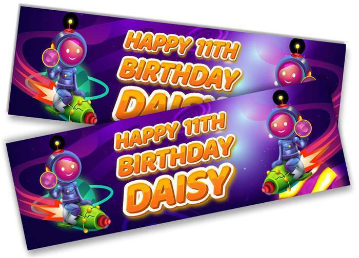 Personalised Birthday Banners Space Design Children Kids Party Decoration 2
