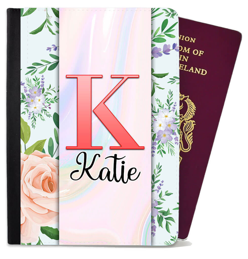 Personalised Floral Children Passport Cover Holder Any Name Holiday Accessory 23