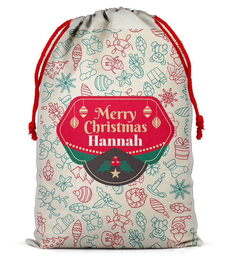 Personalised Christmas Sack Santa Bag Xmas Boy Girl Gift Stocking Bag 10