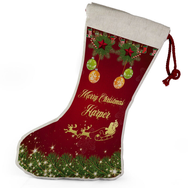 Personalised Any Name Christmas Stocking Tree Decoration Gift Present 4