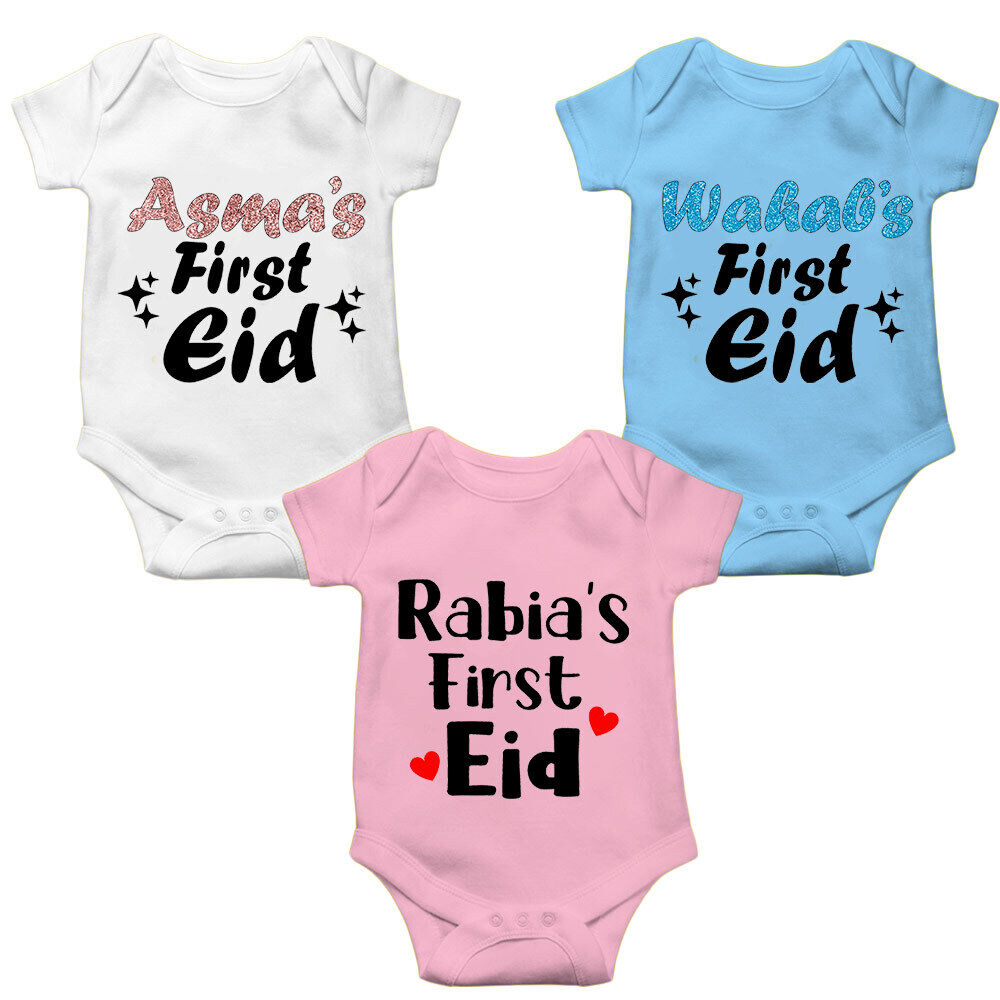 Personalised Eid Baby Vest Baby grow Little baby body suit 10
