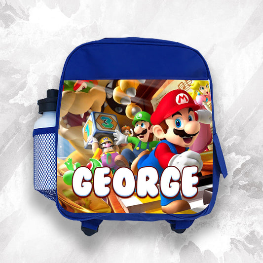 Personalised Kids Backpack Any Name Mario Boys Childrens School Bag 1