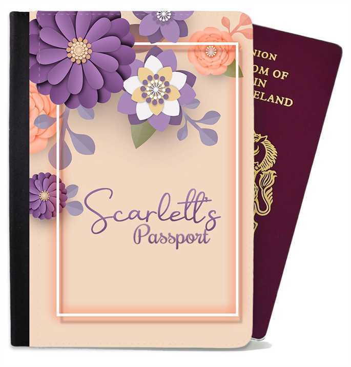 Personalised Floral Children Passport Cover Holder Any Name Holiday Accessory 29