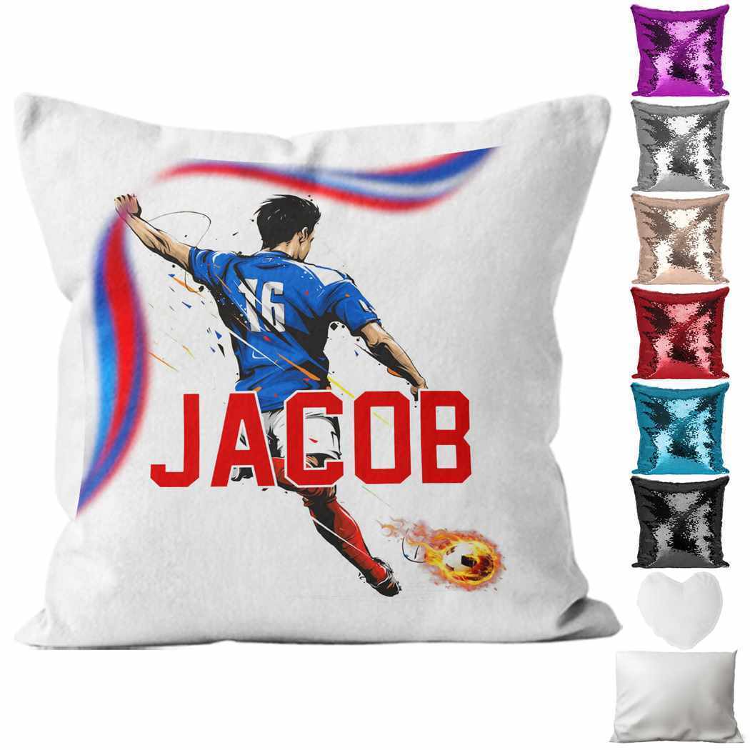 Personalised Cushion Football Sequin Cushion Pillow Printed Birthday Gift 73