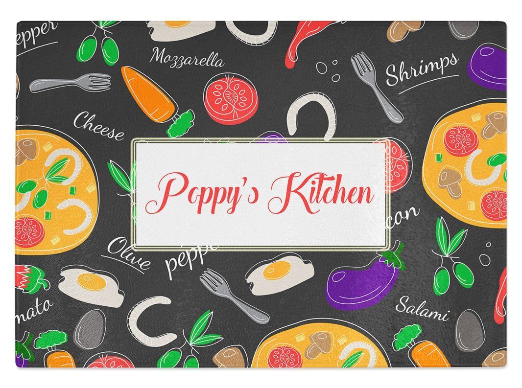 Personalised Any Name Kitchen Glass Chopping Board Item Gift 17
