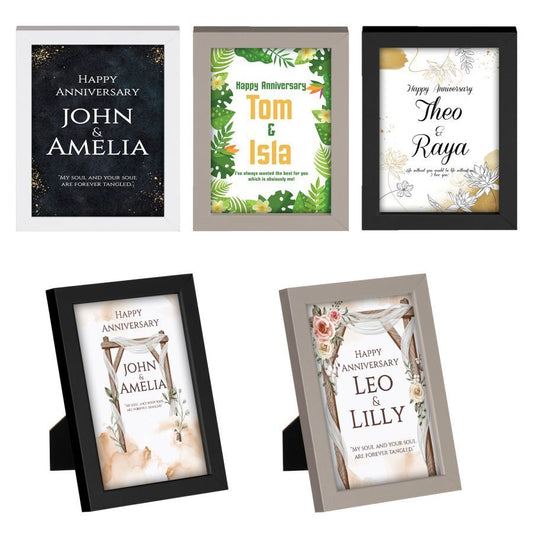 Personalised Anniversary Wooden Frames Any Image Name Wedding Gift Mr and Mrs 10