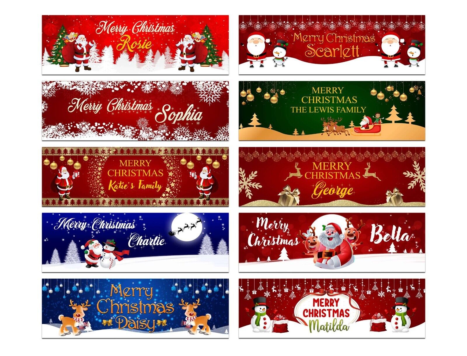 Personalised Banner Christmas Design Party Decoration 10