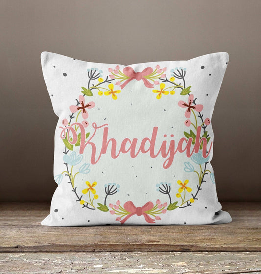 Personalised Any Name Floral Peach Cushion Pillow Custom Printed Birthday Gift