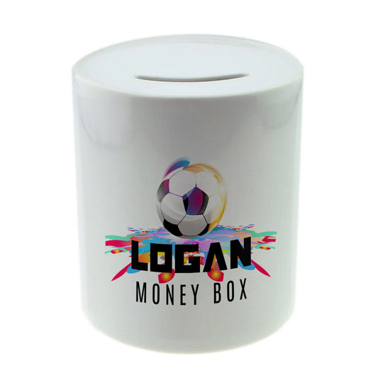 Personalised Any Name Football Savings Children Money Box Printed Gift 112