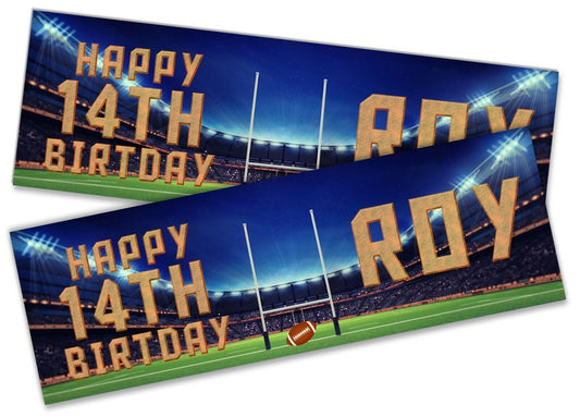 x2 Personalised Birthday Banner Rugby Children Kids Party Decoration 17