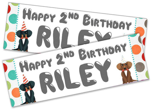 x2 Personalised Birthday Banner Dogs Children Kids Party Decoration Poster 81