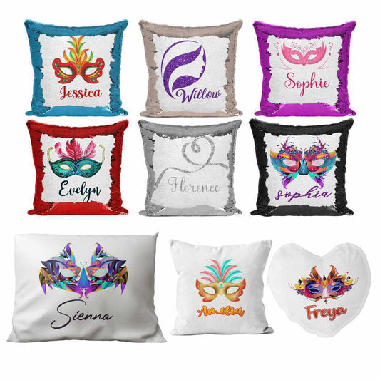 Personalised Cushion Mask Sequin Cushion Pillow Printed Birthday Gift 45