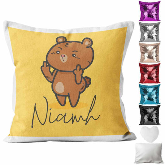 Personalised Cushion Animal Sequin Cushion Pillow Printed Birthday Gift 110